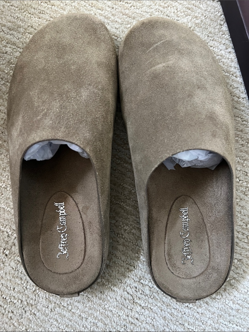 Jeffery Campbell free People Light Khaki Suede Slip-On Mules 8